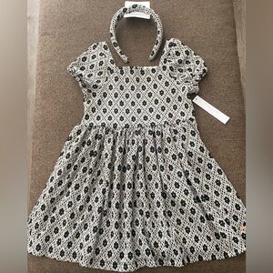 MWT Girls Tahari Short Sleeve Dress & Headband Set Size 6 ~ Black & Gray